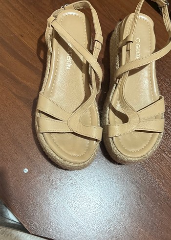 Diğer Bej Kruvaze Bantli Espadril Sandalet