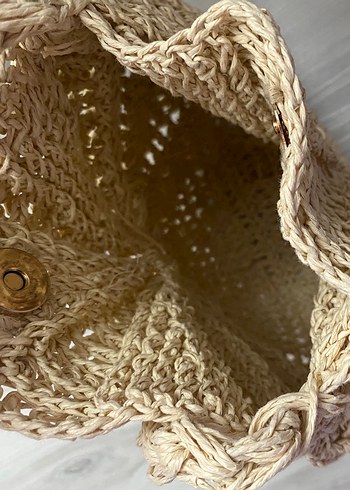 El Yapımı Bej Örgü Zara Model Çanta - Görsel 3