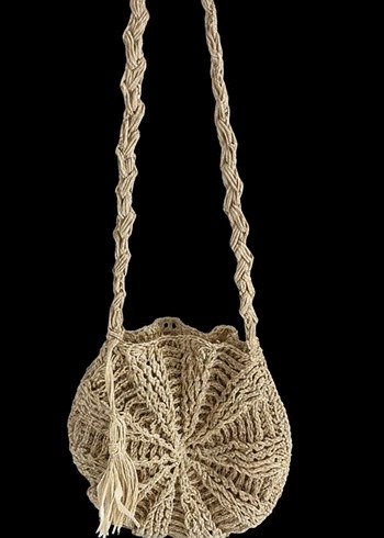 El Yapımı Bej Örgü Zara Model Çanta - Görsel 2