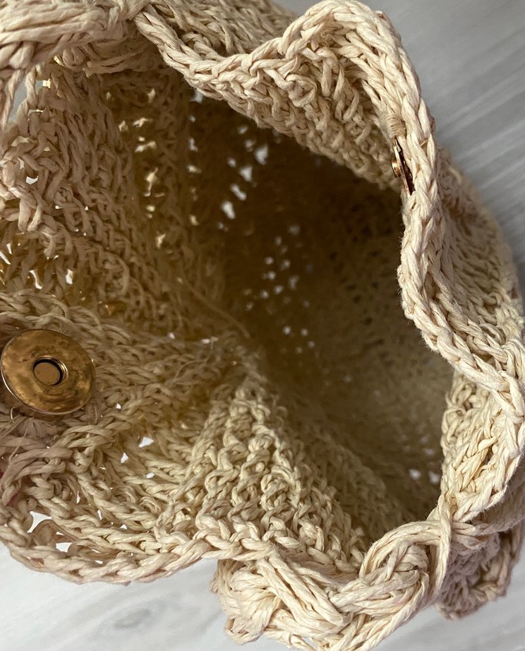El Yapımı Bej Örgü Zara Model Çanta - Görsel 3