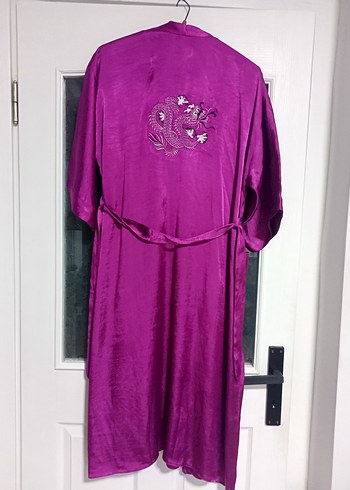 Mor İşlemeli Uzun Bohem Kadın gecelik sabahlık takım - Görsel 2