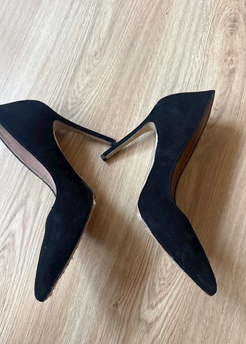 Siyah Süet Stiletto Topuklu Kadın Ayakkabı - Görsel 4