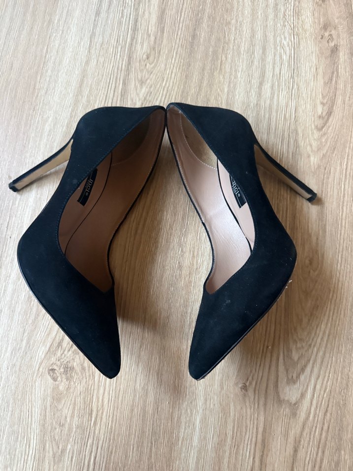 Siyah Süet Stiletto Topuklu Kadın Ayakkabı - Görsel 5