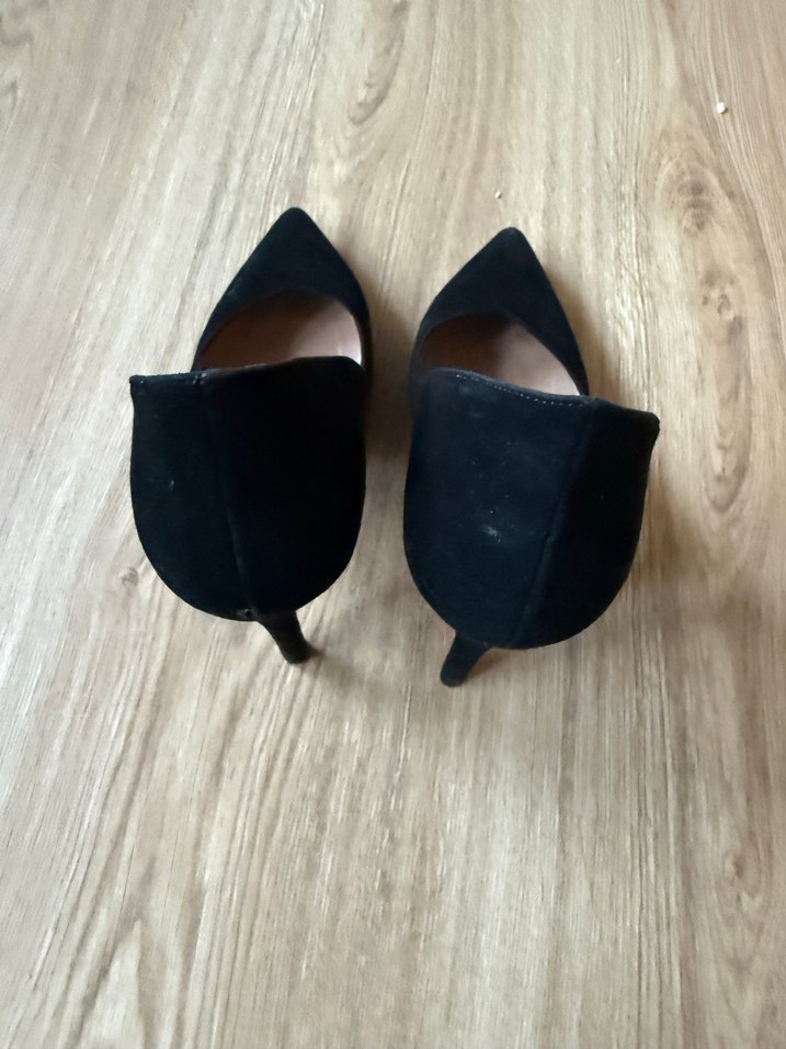 Siyah Süet Stiletto Topuklu Kadın Ayakkabı - Görsel 2