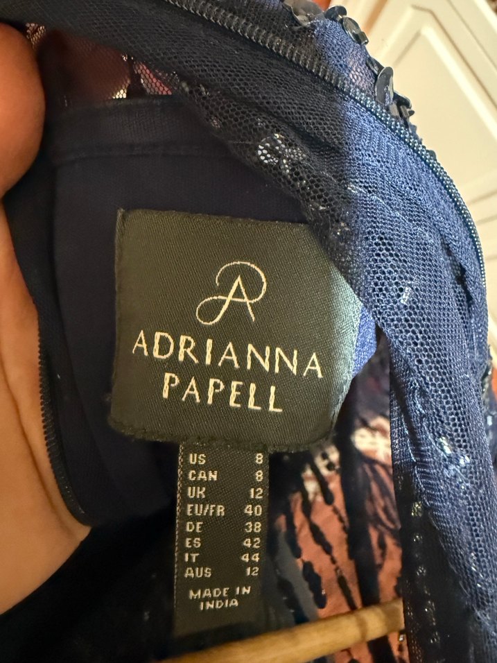 Boncuk İşlemeli Lacivert Uzun Abiye Elbise - Görsel 3