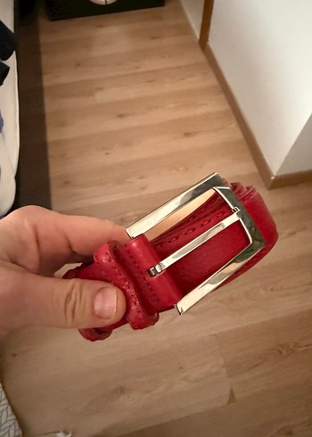 Kırmızı Deri Tokalı erkek kemer - Görsel 3