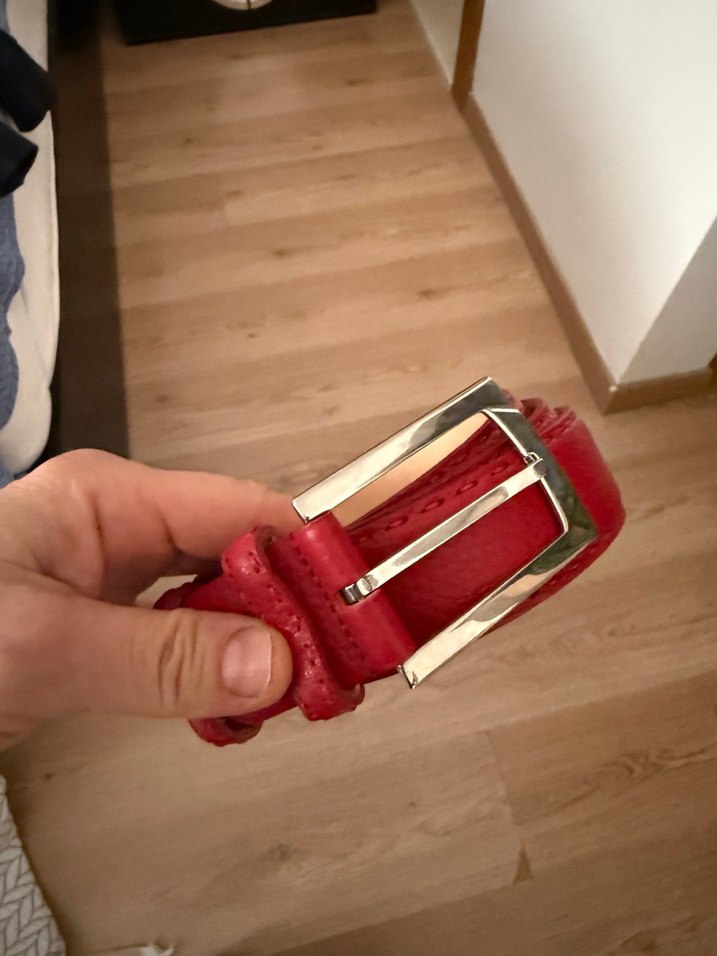 Kırmızı Deri Tokalı erkek kemer - Görsel 3