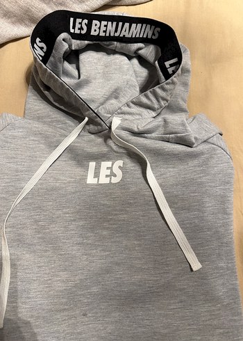 Les Benjamins Gri Melanj Kapusonlu Sweatshirt Orjinal