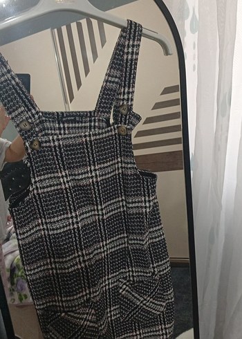 Ekose Desenli Askılı Geniş Kesim Tulum - Görsel 2