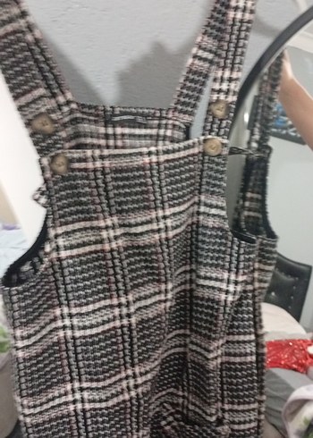 Ekose Desenli Askılı Geniş Kesim Tulum - Görsel 4