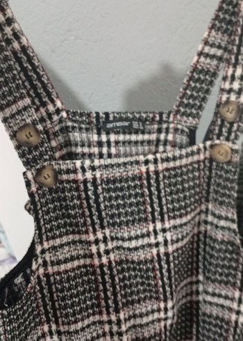 Ekose Desenli Askılı Geniş Kesim Tulum - Görsel 3