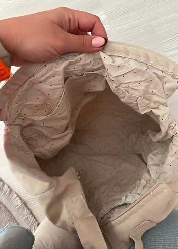 Anne bebek çantası Bej Keten Kadın Çanta - Görsel 2