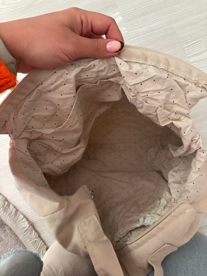 Anne bebek çantası Bej Keten Kadın Çanta - Görsel 2