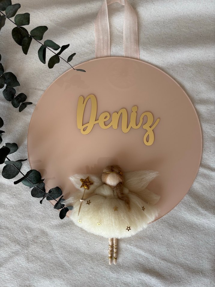 Beyaz Yıldızlı Melek Bebek kapı Süsü - Görsel 2