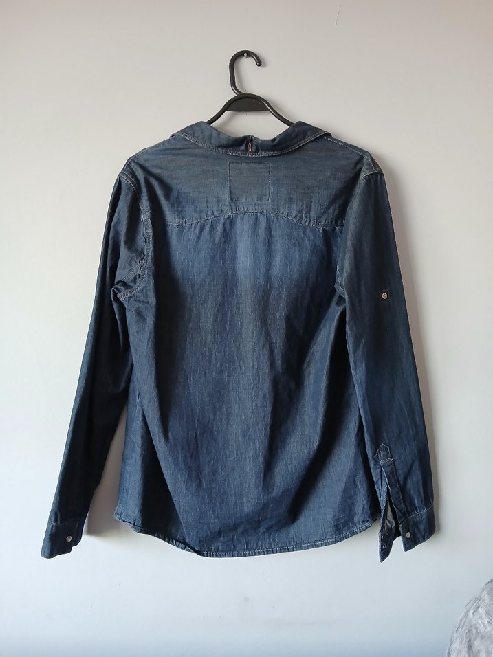 Düğmeli Mavi Denim Kadın Gömlek - Görsel 2