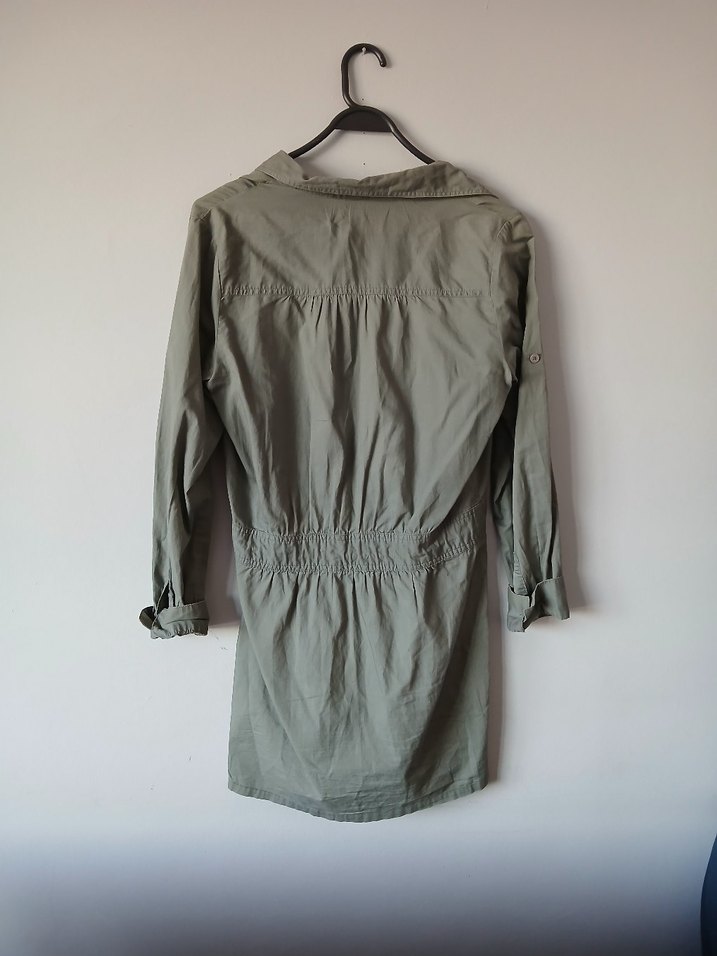 haki Uzun Kollu Kadın elbise - Görsel 2