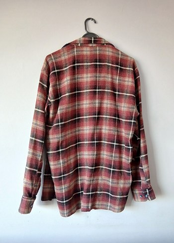 kırmızı Kareli Uzun Kollu vintage Gömlek - Görsel 2