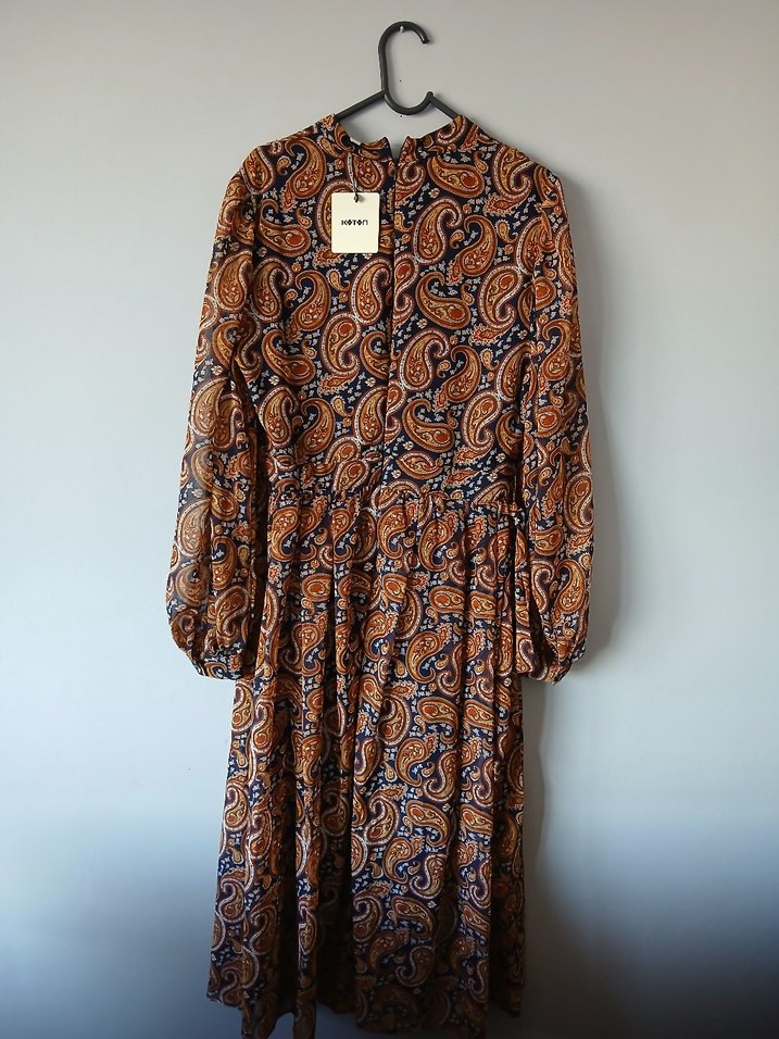 Bohem Desenli Uzun Kollu Kadın Elbise - Görsel 2