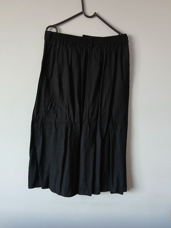 Düğmeli Siyah Midi Kadın Uzun Etek - Görsel 4