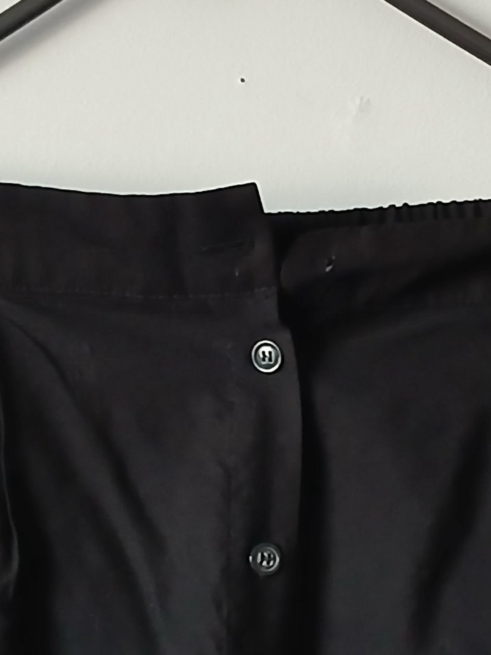 Düğmeli Siyah Midi Kadın Uzun Etek - Görsel 3