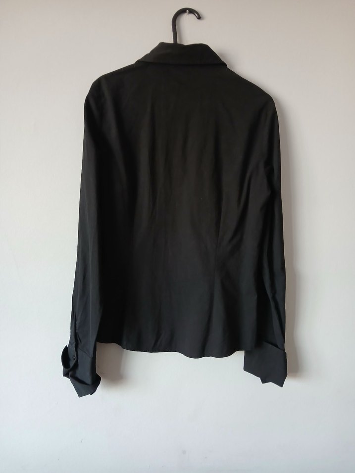 Düğmeli Siyah Kadın Gömlek - Görsel 2