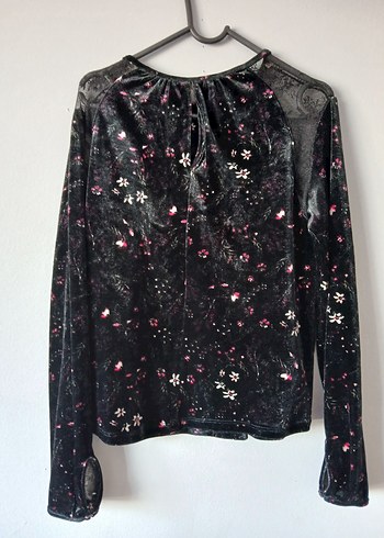 Dantel Detaylı kadife Siyah Gotik Uzun Kollu Bluz - Görsel 2