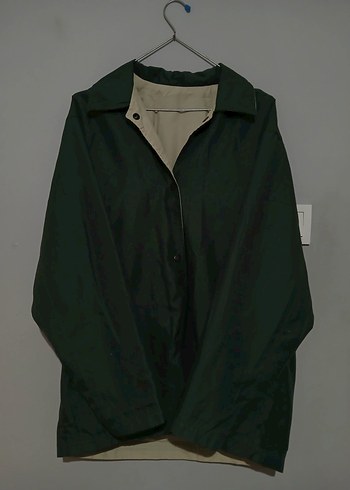 Bej y2k vintage ceket / yağmurluk iki renkli - Görsel 2