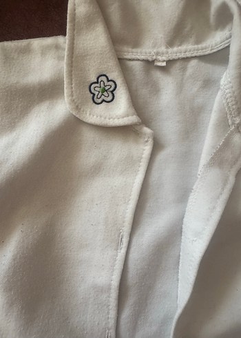 Kız Çocuk Beyaz Düğmeli ceket polyester kumaş gibi - Görsel 3