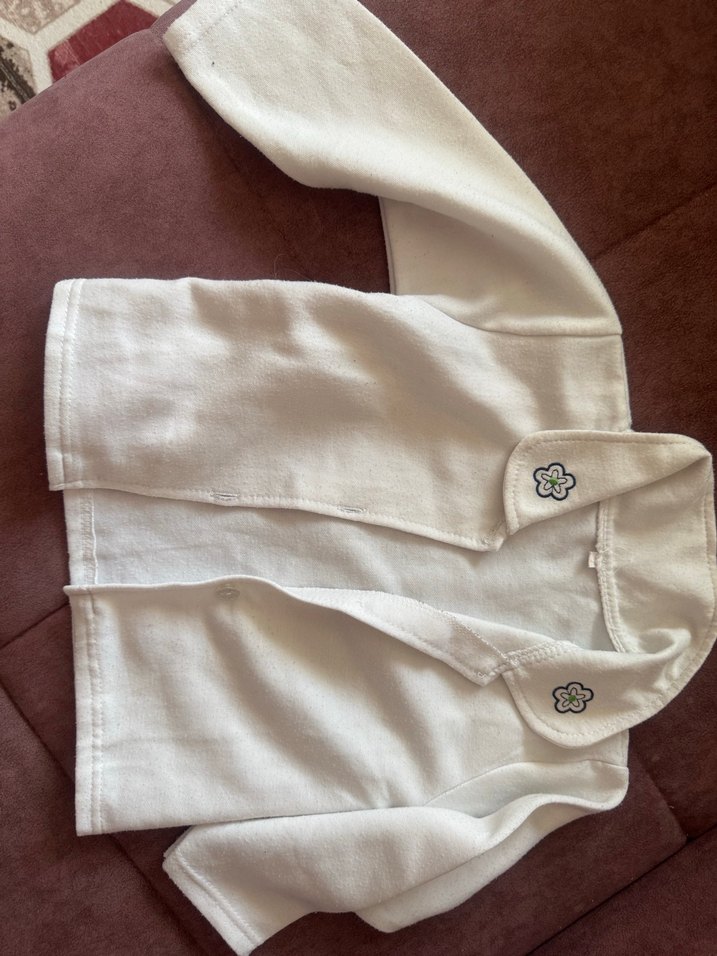 Kız Çocuk Beyaz Düğmeli ceket polyester kumaş gibi - Görsel 2