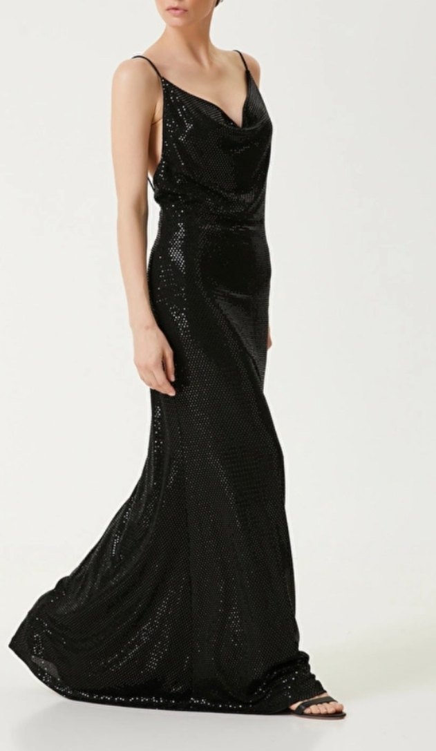 Nur Bilen Yavuzer tasarımı Siyah Payetli Abiye Elbise - Görsel 3