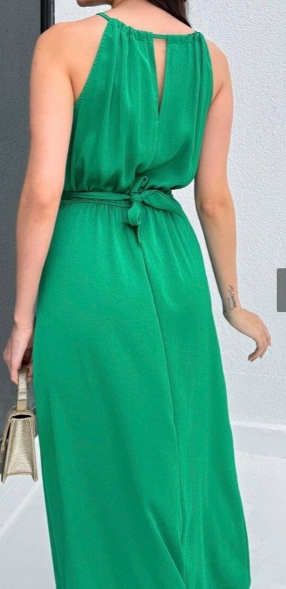 Yeşil Uzun Askılı Elbise - Görsel 2