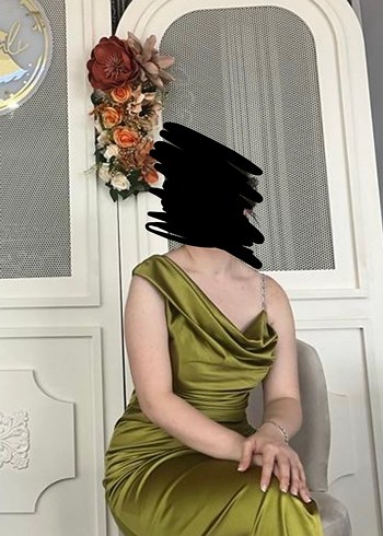 Abiye Fıstık Yeşili Drapeli Abiye Elbise