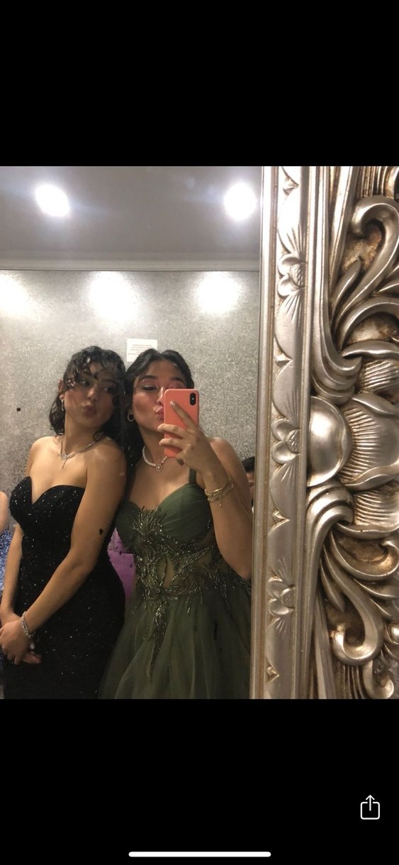 Straplez Uzun Haki Kına Elbisesi - Görsel 2