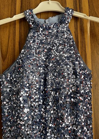 Payetli Mavi Uzun Abiye Elbise - Görsel 6