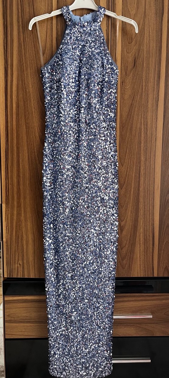 Payetli Mavi Uzun Abiye Elbise - Görsel 3