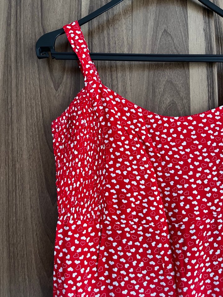 Kırmızı Desenli Uzun Elbise - Görsel 3