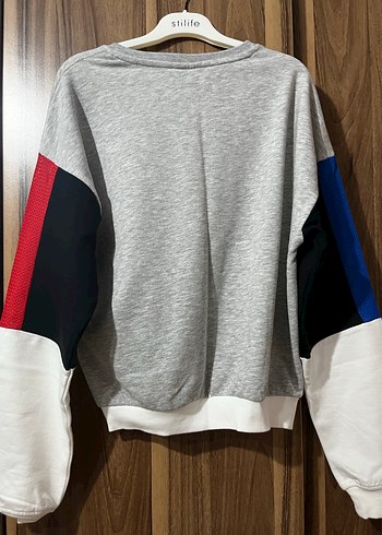 Gri Oversize Baskılı Kadın Sweatshirt - Görsel 2
