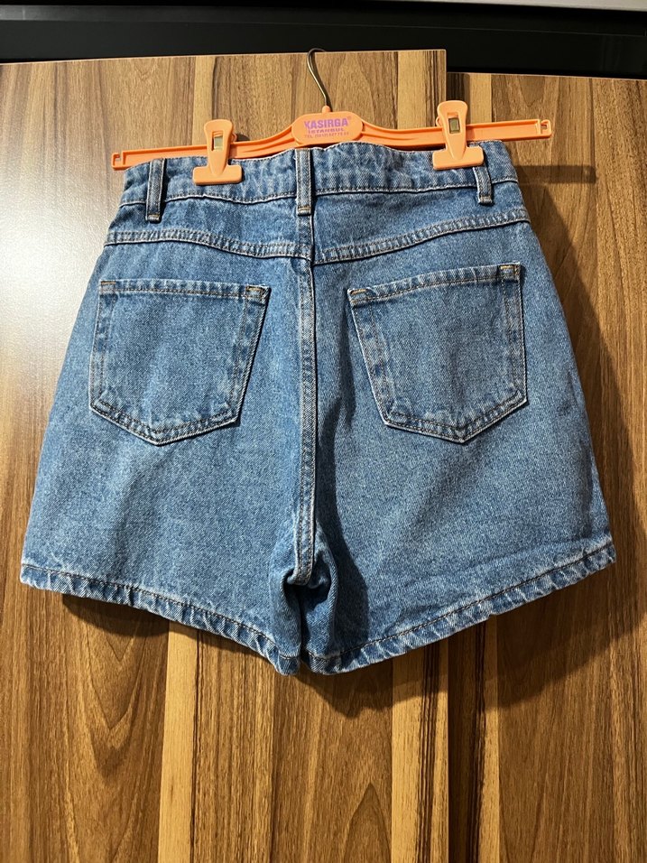 Mavi Mini Kot Şort - Görsel 2