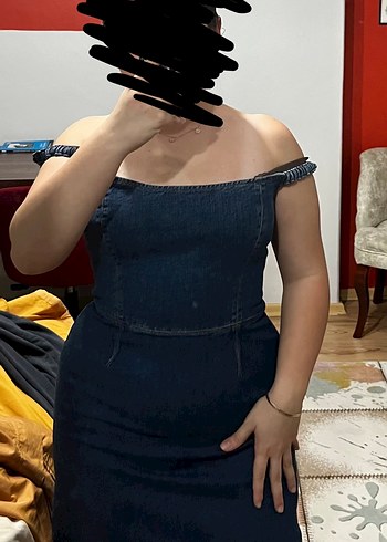 Mavi Denim Mini Elbise - Görsel 4