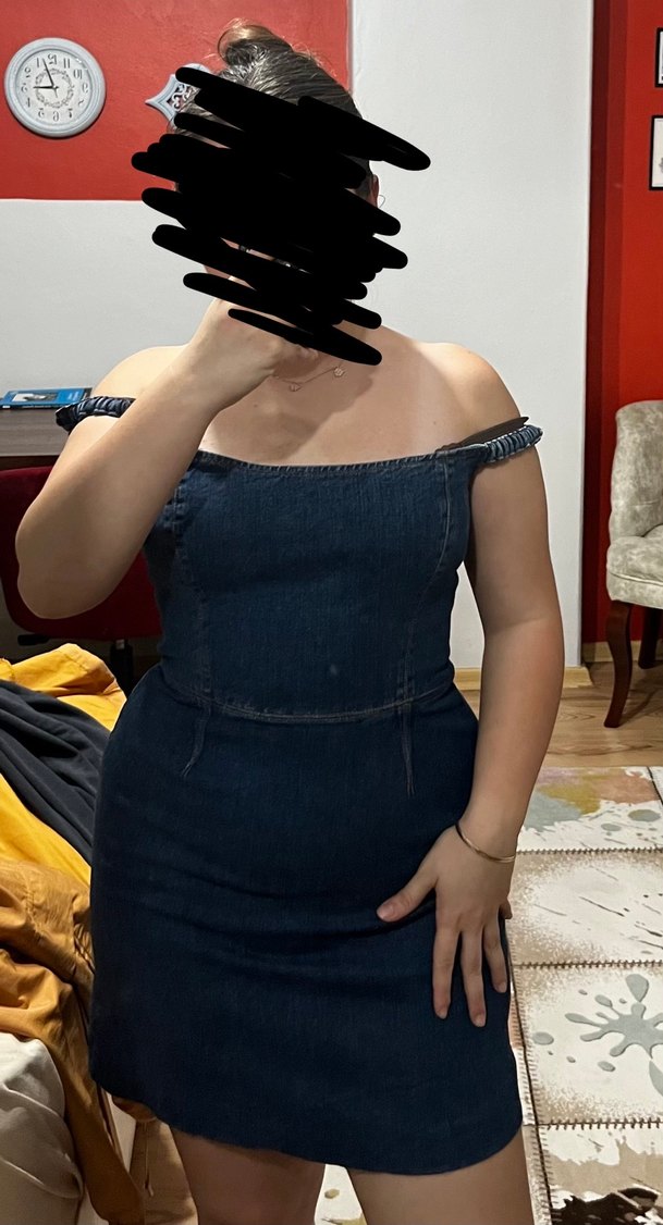 Mavi Denim Mini Elbise - Görsel 4