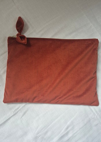 kiremit rengi içi elyaflı fermuarlı laptop çantası - Görsel 3