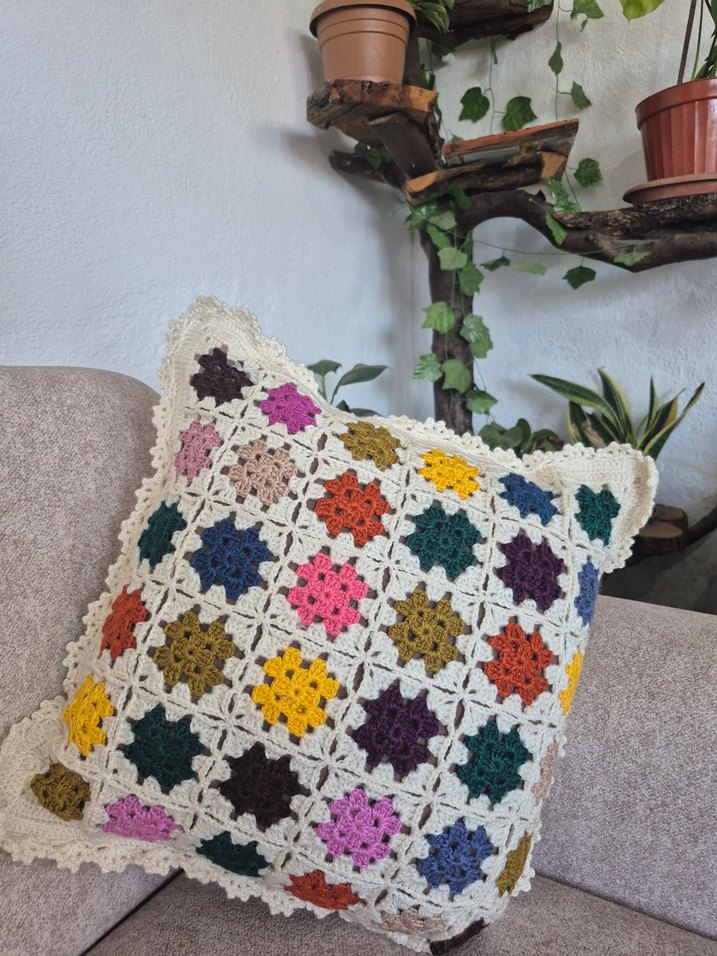 el örgüsü tığ işi kırlent kılıfı - Görsel 2