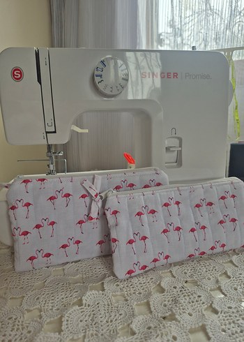 flamingo desenli 2li Makyaj Çantası - Görsel 2