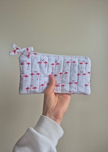 flamingo desenli 2li Makyaj Çantası - Görsel 4
