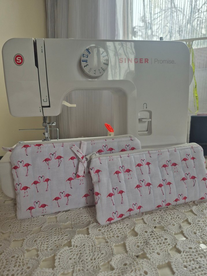 flamingo desenli 2li Makyaj Çantası - Görsel 2