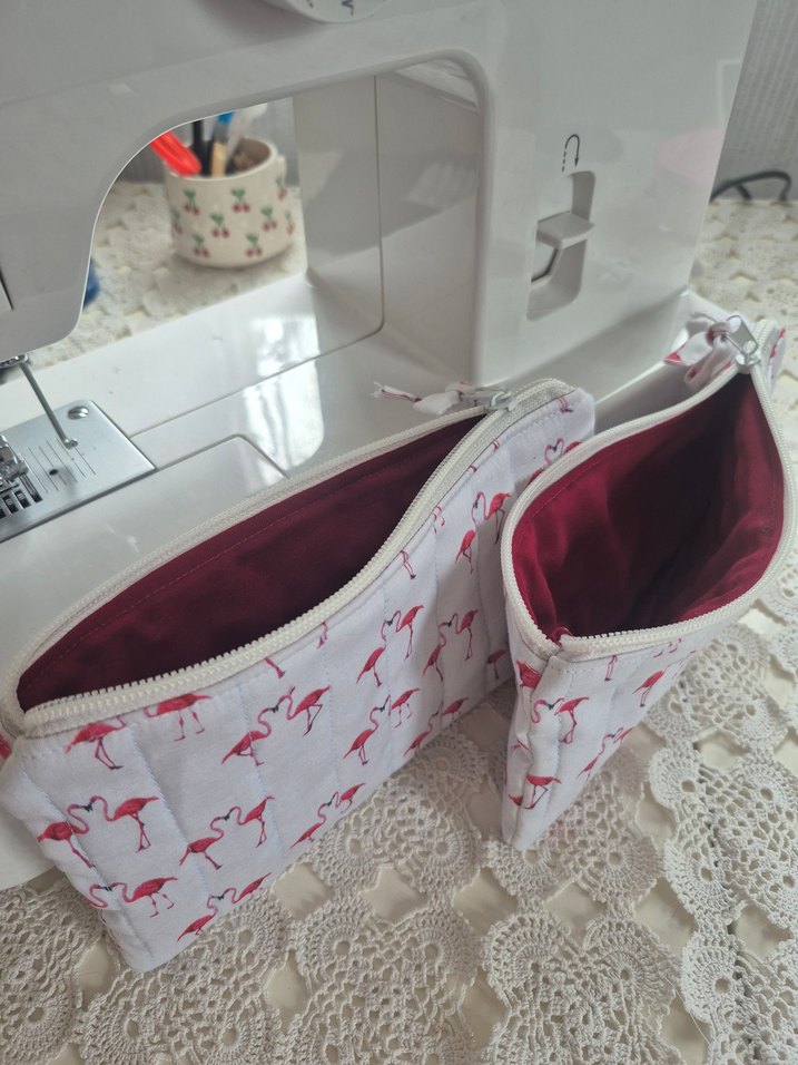 flamingo desenli 2li Makyaj Çantası - Görsel 3