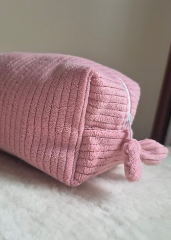 kadife pembe makyaj çantası - Görsel 7