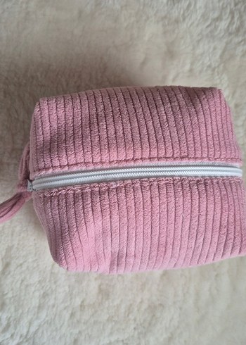 kadife pembe makyaj çantası - Görsel 3