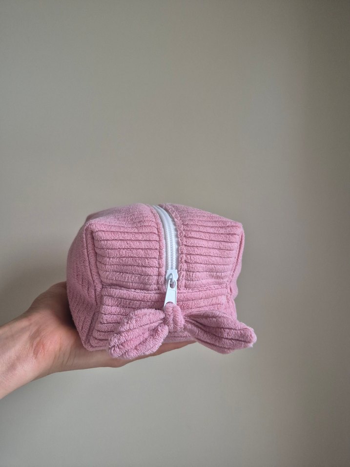 kadife pembe makyaj çantası - Görsel 2
