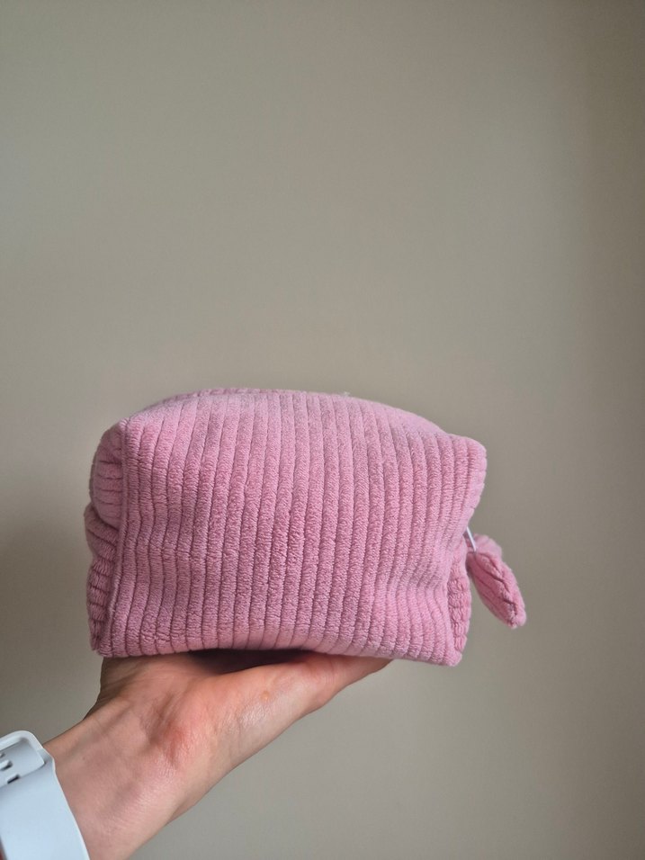 kadife pembe makyaj çantası - Görsel 4